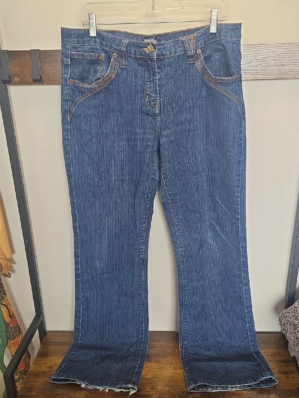 Women's Flared Dark Blue Denim Jeans